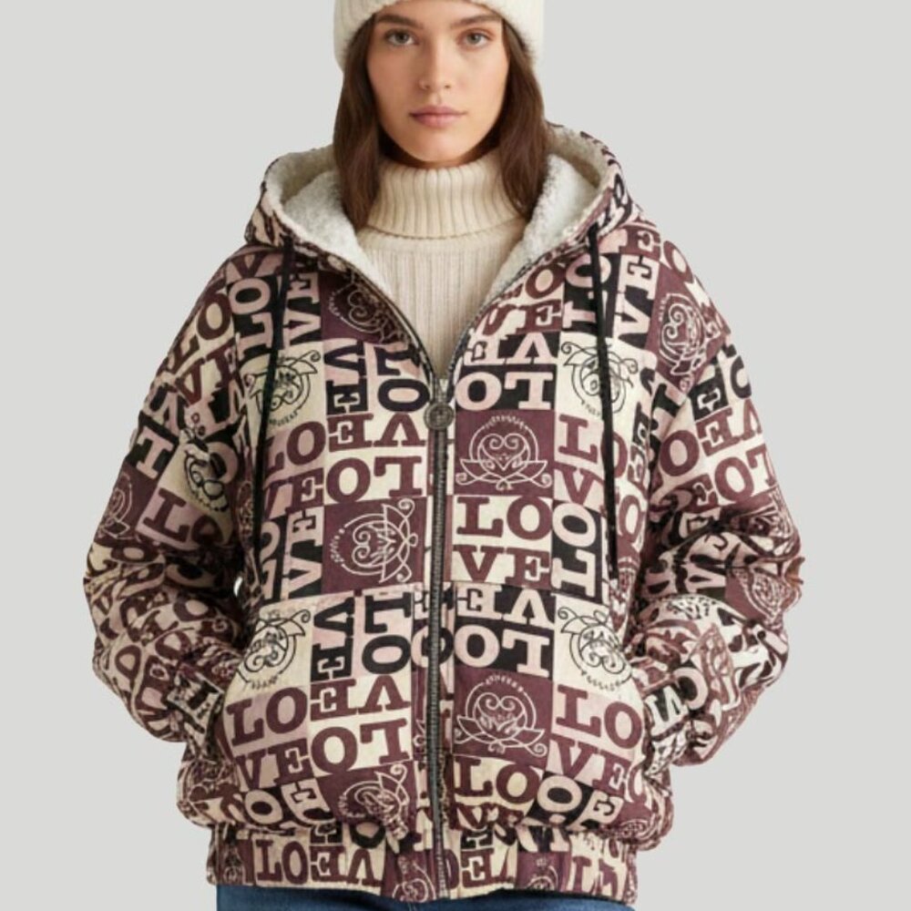 Women’s Sherpa Jacket (Love Print)